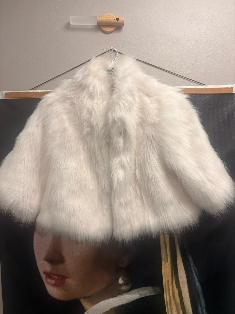 Unreal Fur Cream Faux Fur Short Cape